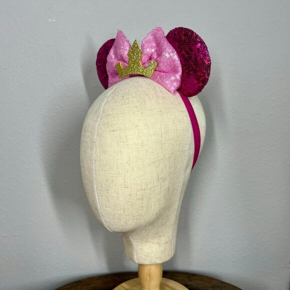 👑 Aurora Elastic Minnie Ears | Sleeping Beauty-Inspired Adjustable Ears Headband - Picture 3 of 5